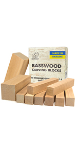 BeaverCraft Basswood Carving Blocks Carving Wood Bass Wood for Carving 7PCS Whittling Wood