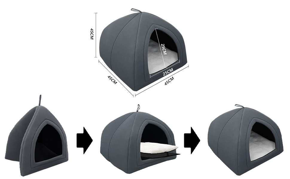 Foldable Cat Bed Large Cat House with Mat Pet Products