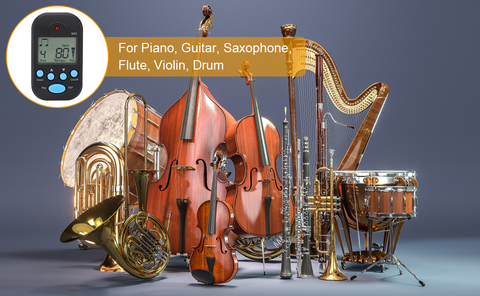 Tempo Metronome, LCD Digital Metronome, Metronome Tuner, Mini Digital Beat Tap M50 Tempo
