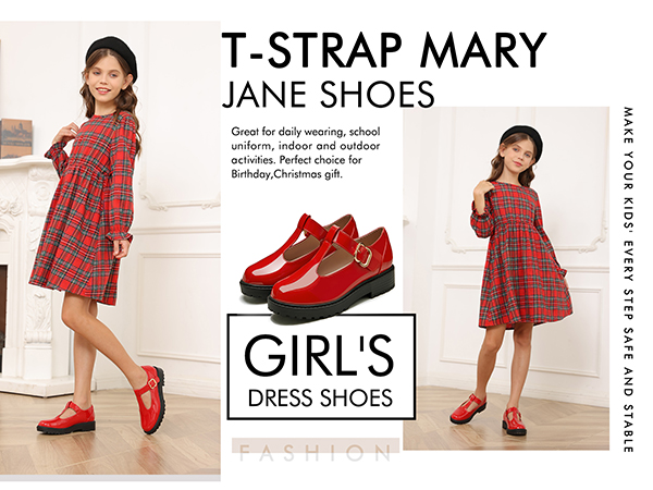 girl's red mary jane shoes