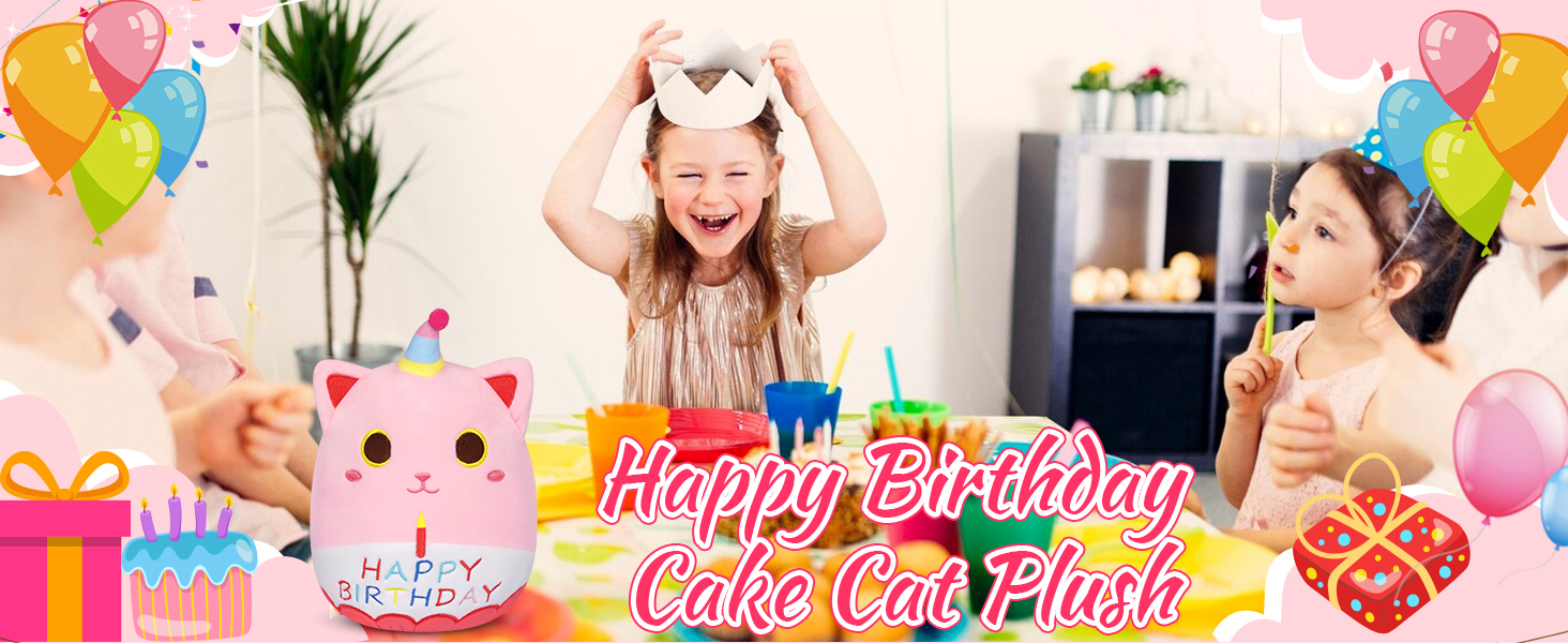 Cute Birthday Plush Cat Plush Pink Cat Stuffed Animal Birthday Gift for Kids