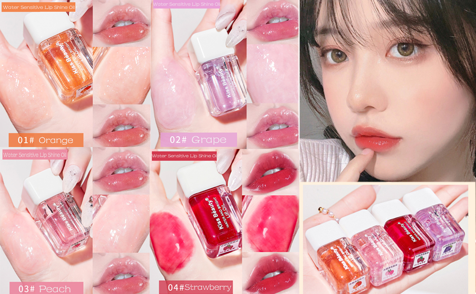 SYOSI 4 PCS Plumping Lip Oil Set, Hydrating Gloss Tinted Long Lasting Natural for Lip Care 14 1