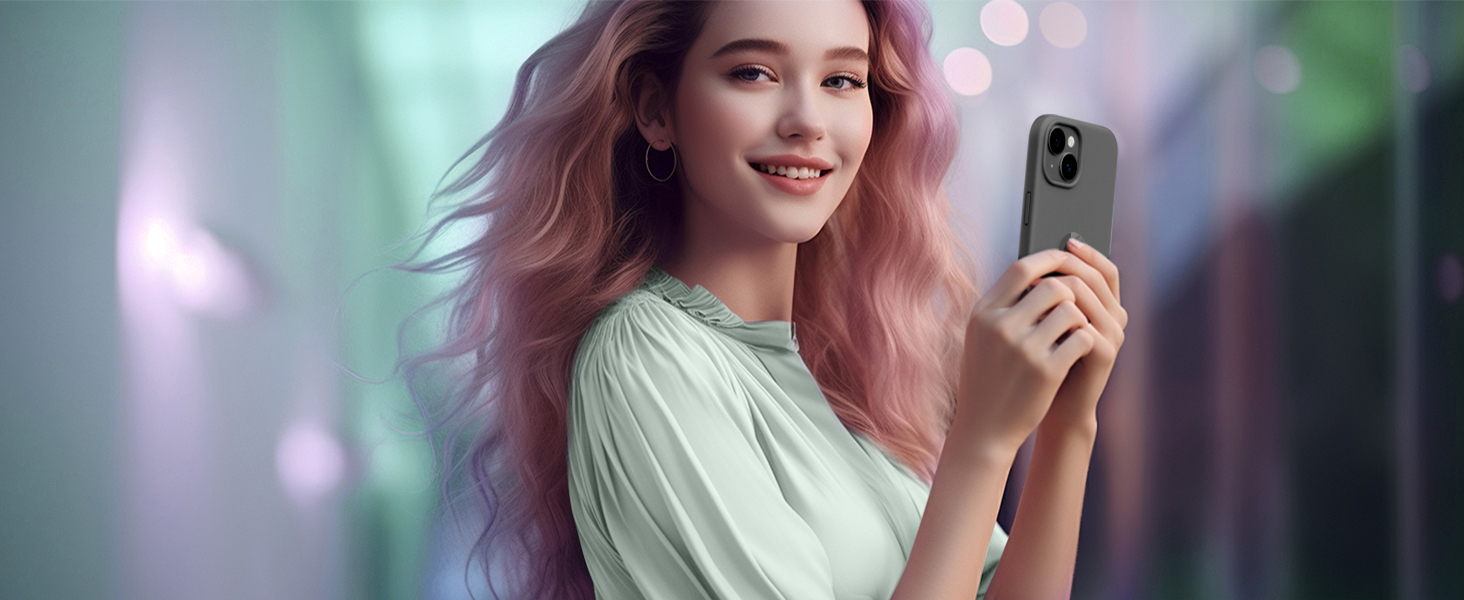 Microfiber Logo Cut Cover Compatible for iPhone 15 Case