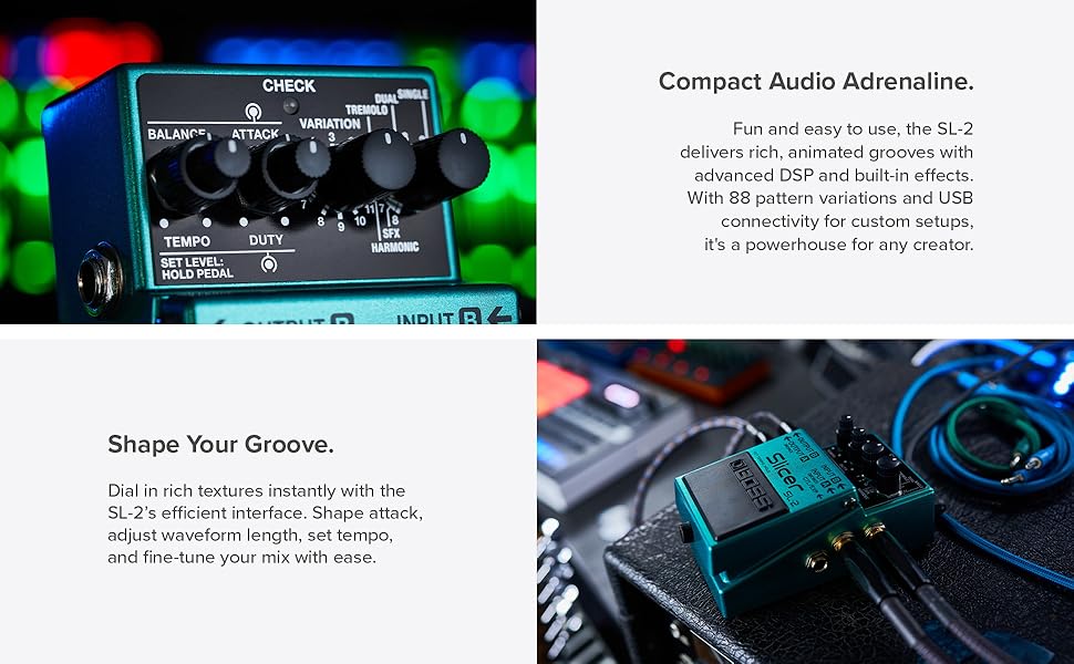 BOSS SL-2 Slicer | Compact Pedal for Guitar, Keyboard, DJs