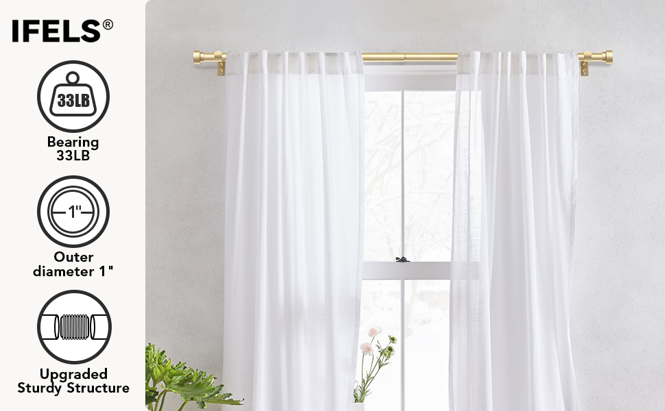 IFELS 2 Pack Heavy Duty Curtain Rods for Windows 66 to 120