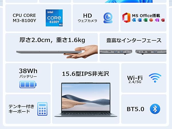 ノートパソコン Office 15.6型 Core m3-8100Y 16GB ノートパソコン Office 15.6型 Core m3-8100Y 16GB Amazon.co.jp