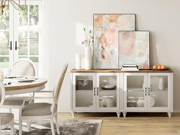 Amazon.com: WAMPAT Farmhouse TV Stand for 75 inch TV with 4 Glass