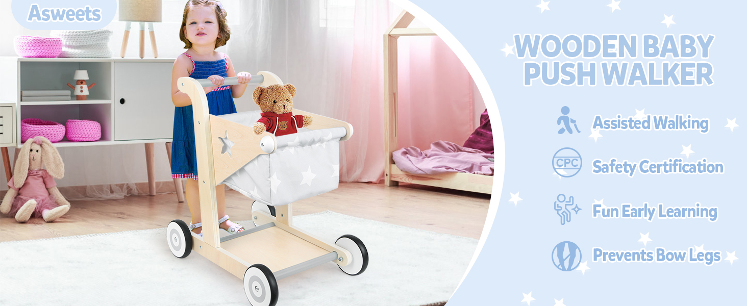 wooden baby walker