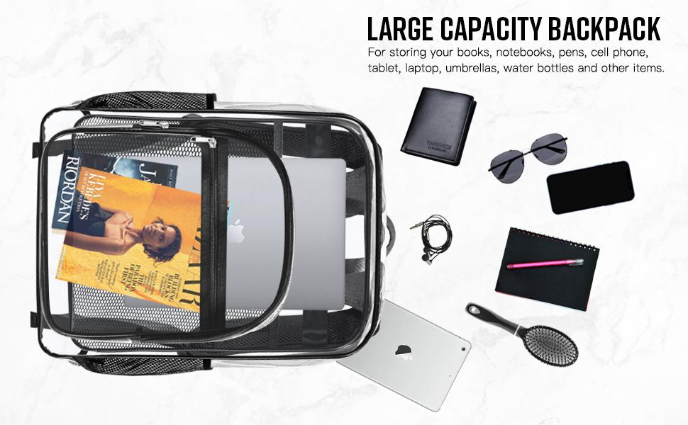 Clear Backpack Large Backpack Heavy Duty Sturdy Shape Transparent Backpack (CClear