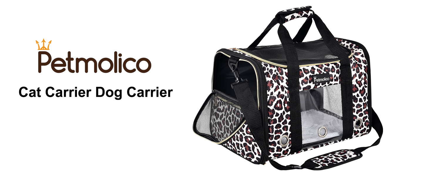 Petmolico Cat Carrier Dog Carrier, Airline Approved Soft Pet Travel Carrier with 3