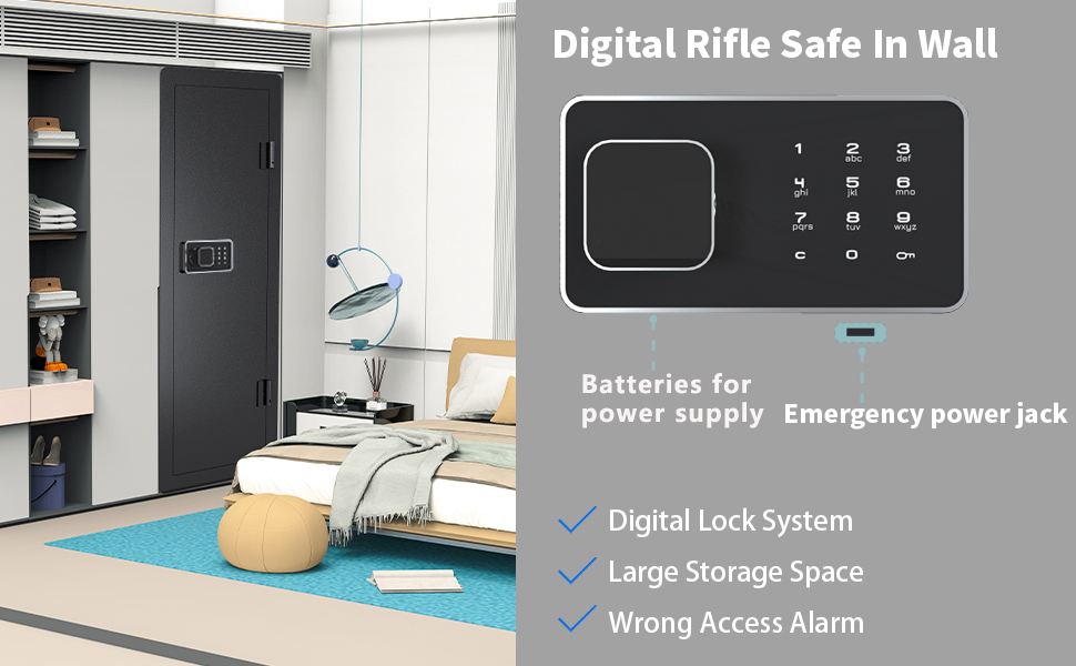 TOPKEY 53" Hidden Gun Safe In Wall Long Gun Safe, Rifle Gun