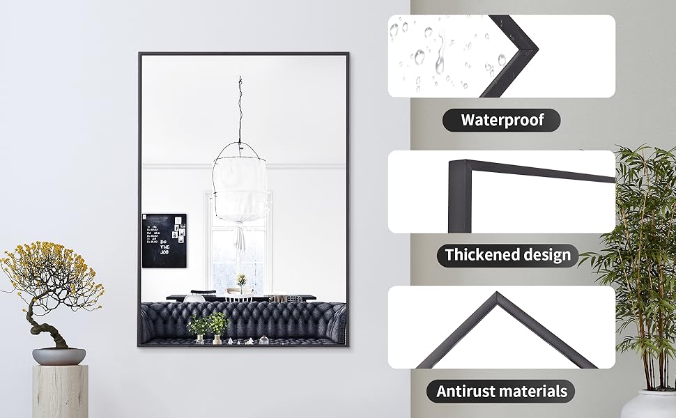 Modern Vanity Mirror for Bedroom Bathroom Living Room Entryway Hangs Horizontally or Vertically