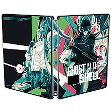 Text reads 'Image 4' and 'GHOST IN THE SHELL'. Steelbook movie case featuring anime-style artwork with cyberpunk aesthetic in teal and pink colors.