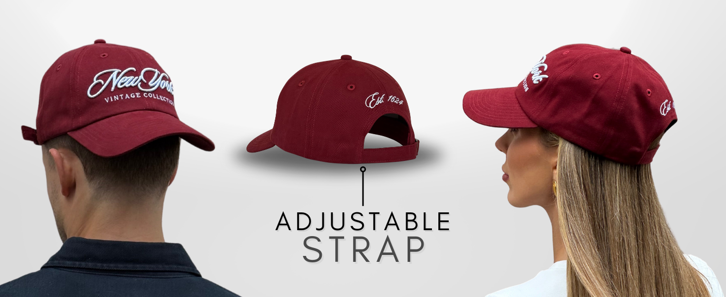 Adjustable Strap allows for a one-size-fits most baseball dad caps.