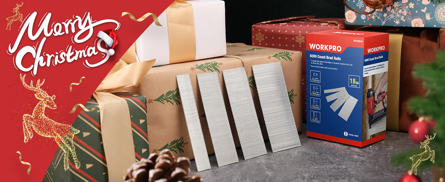 WORKPRO 18 Gauge Brad Nails 6000 Count Universal Brad Nails for Pneumatic Electric Brad Nailer