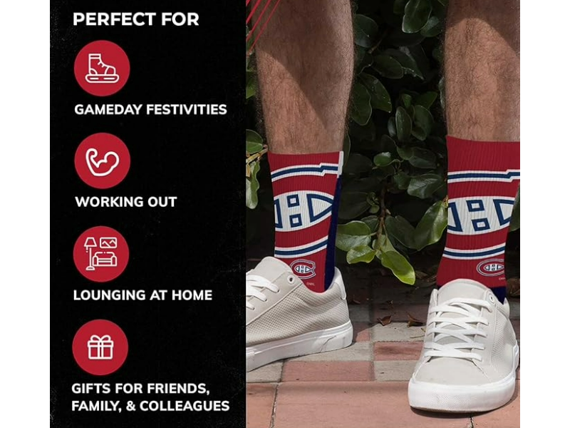 For Bare Feet Youth NHL Zoom Curve Team Crew Socks - Poly Spandex Blend - high-performance