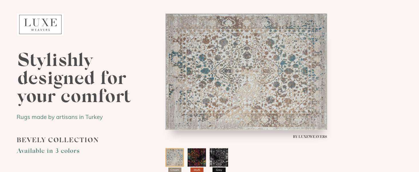 PersianRugs Luxe Weavers Rug 6495 Distressed Floral Area