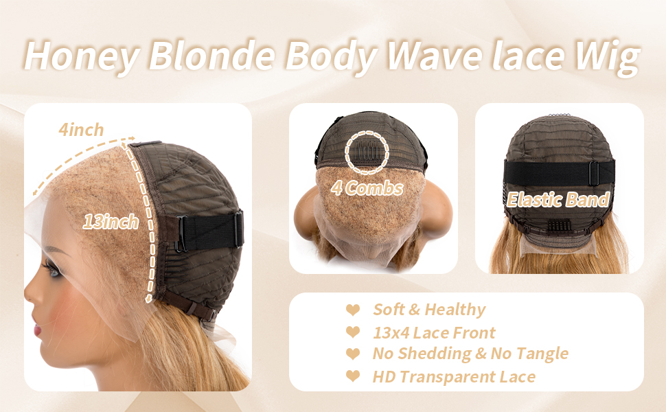Honey Blonde Lace Front Wig Human Hair Body Wave Human