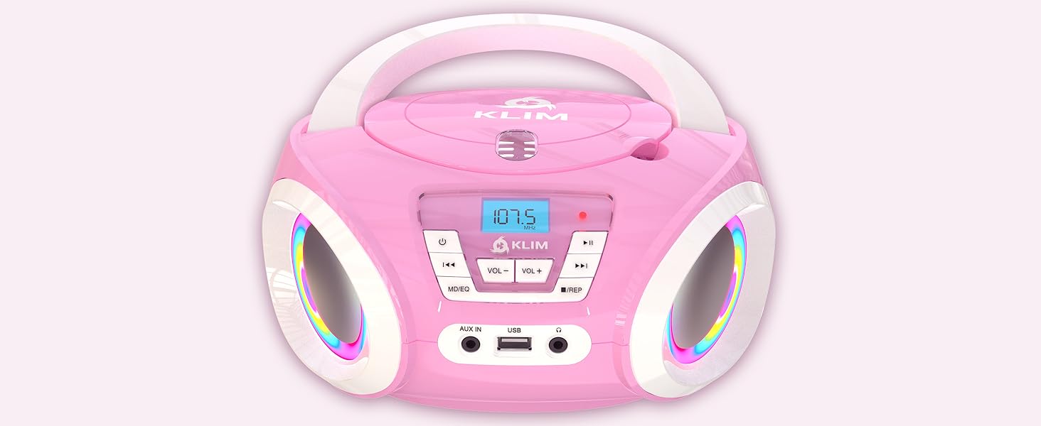 KLIM Candy Kids CD Player für Kinder NEU 2022 + UKWRadio + Inklusive Batterien + Rosa + Boombox