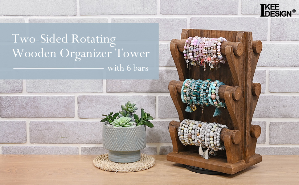 rotating two-sided jewelry holder stand scrunchies bracelet bangle display jewelry organizer