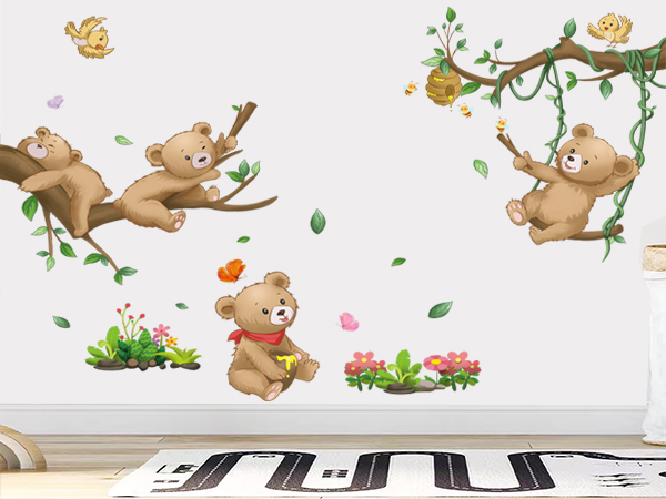 Amazon.com: Amimagen Woodland Bear Wall Stickers - Baby
