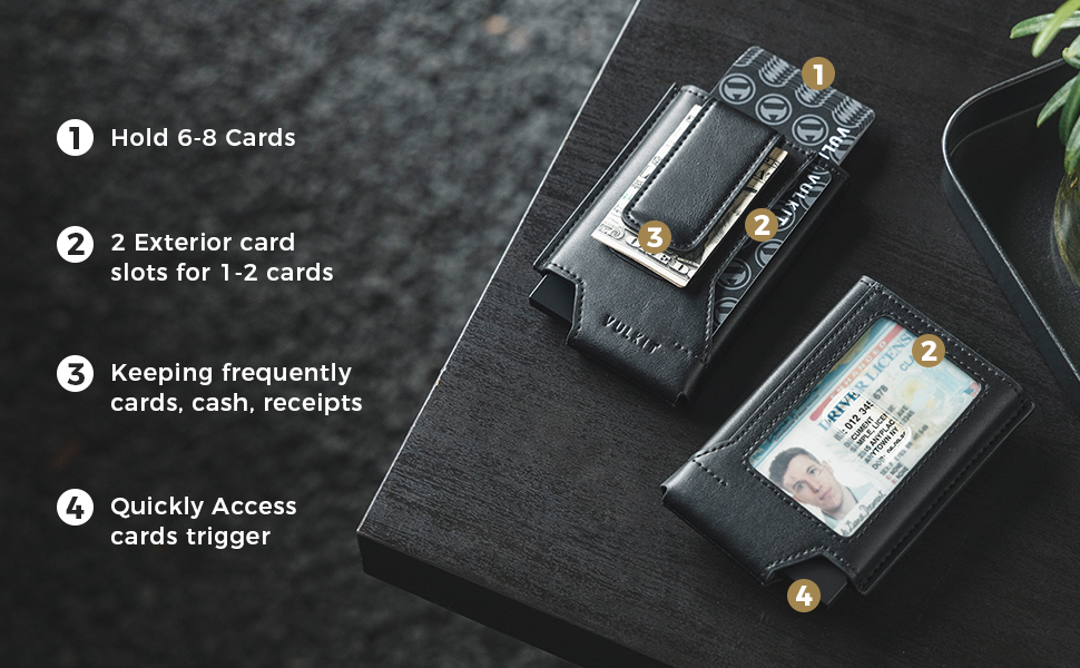 VULKIT Mens Wallet Card Holder Pop Up Card Wallet Slim