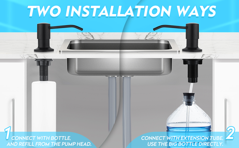 CREA Kitchen Soap Dispenser Black, Built in Sink Soap Dispenser Set