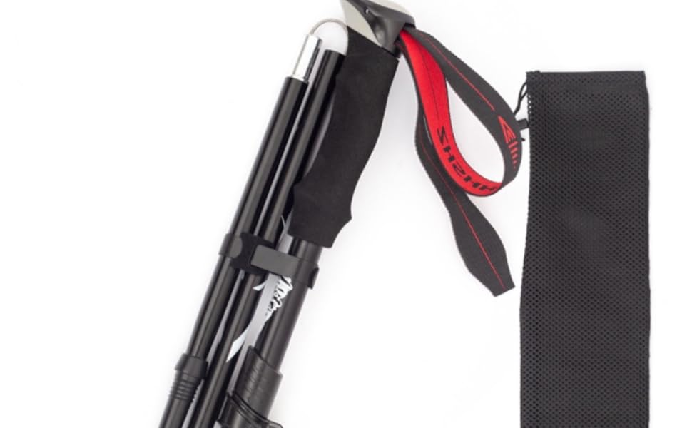 Lightweight Collapsible Aluminum Trekking Poles for Hiking - Portable with Storage Bag 