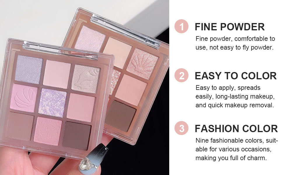 9Color Nude Champagne Gold Pink Colorful Eyeshadow Palette Makeup