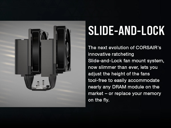  Slide-and-Lock fan mount, fan adjustment cpu cooler, cpu air cooler