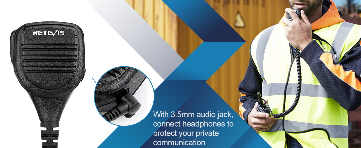 Retevis RT21 Walkie Talkie mic,IP54 Waterproof Shoulder Speaker Mic, Compatible with RT22 RT68 H-777 RT85 RT27 RT86 RT18 RB45 BAOFENG UV-5R 5RM BF-F8HP Kenwood SAMCOM Radio, 3.5mm Audio Jack(1 Pack) 13 radio mic with 3.5mm audio jack