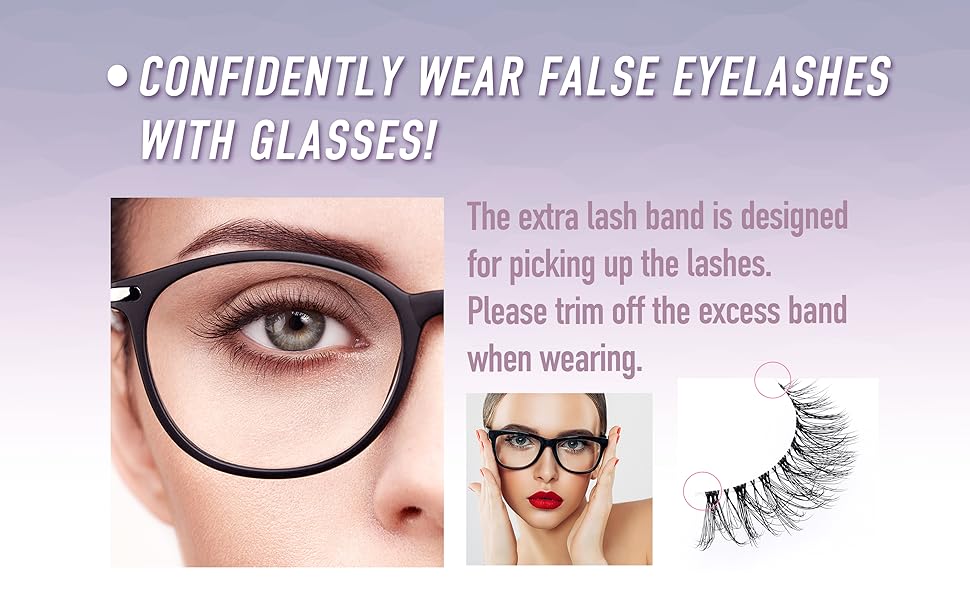 KSYOO Natural Strip Lashes Clear Band False Eyelashes