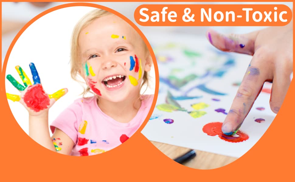 Funto Washable Finger Paint for Kids, Safe & Non-Toxic Finger Painting for Toddlers 1-3, Bath Paint, Toddler Art Painting Supplies, Kids Age 1 2 3 4 5 6+, 10 Assorted Colors(2.1 fl.oz) 13 safe and non toxic
