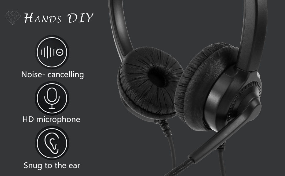 USB Headset with Microphone Noise Canceling 2.5m Length Stereo PC