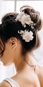 2 Pcs White Flower Hair Clip
