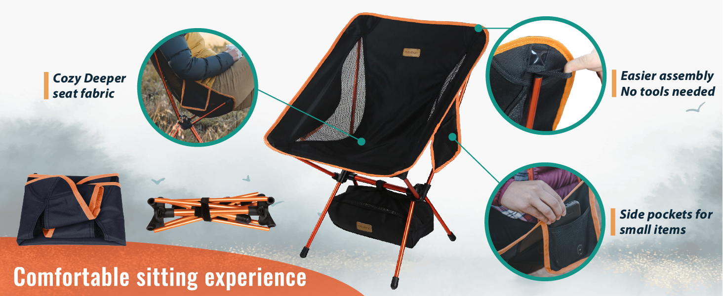 TREKOLOGY Camping Chairs, Folding Camping Chair, Outdoor Chairs, Lawn