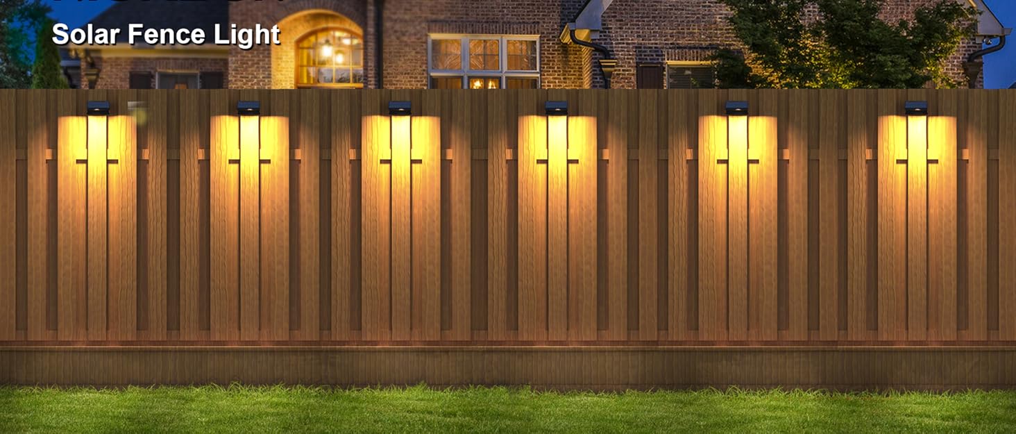 NIORSUN Solar Fence Lights Warm White and Cool White, 8 Pack Solar