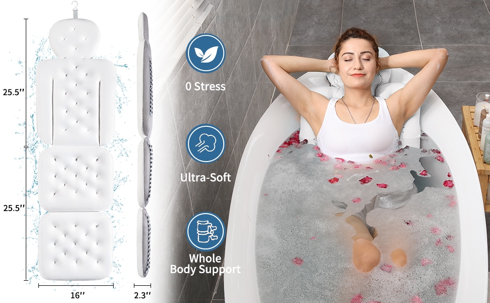 tub pillow for bath head and neck support