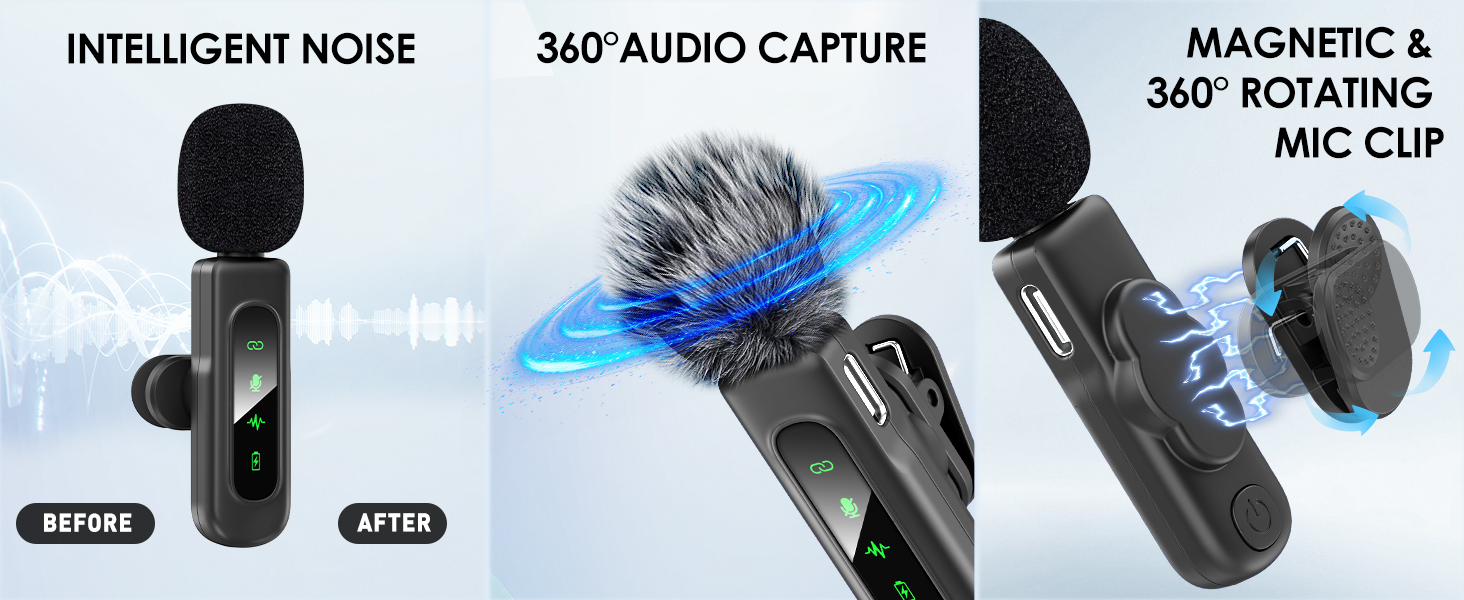USB C Mini Wireless Lavalier Microphone for iPhone