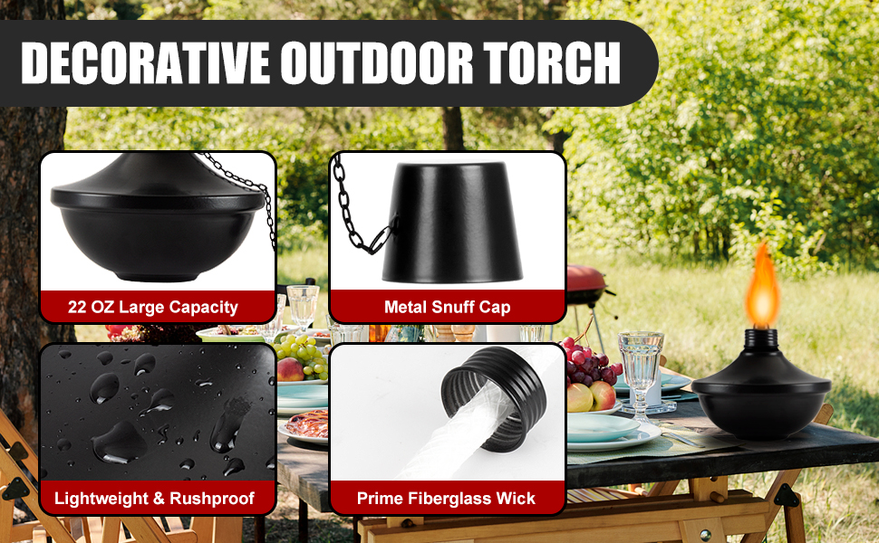 Metal Table Top Torches, 22 oz Torch Replacement Canister