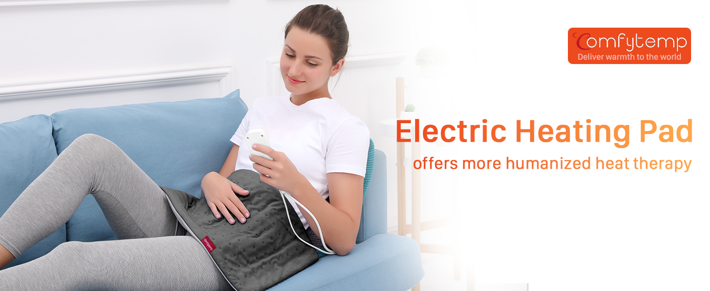 Comfytemp Heat Pad for Back Pain Relief, 12"x24" Electric Heat Pad with