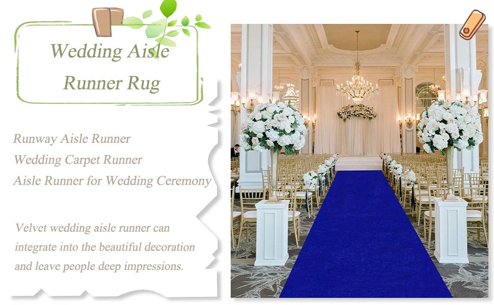 FANPROMS Aisle Runners for Weddings Blue Aisle Runner 2FTx15FT Carpet Runner for