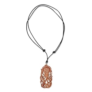 NOVICA Handmade Octopus Pendant Necklace Hand Carved of Cow Bone With Leather Cord for  Women & Men