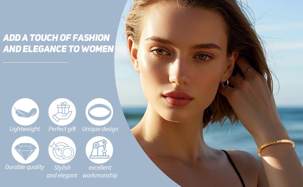 18K Gold Plated Oval Bangle Cuff Bracelet for Women