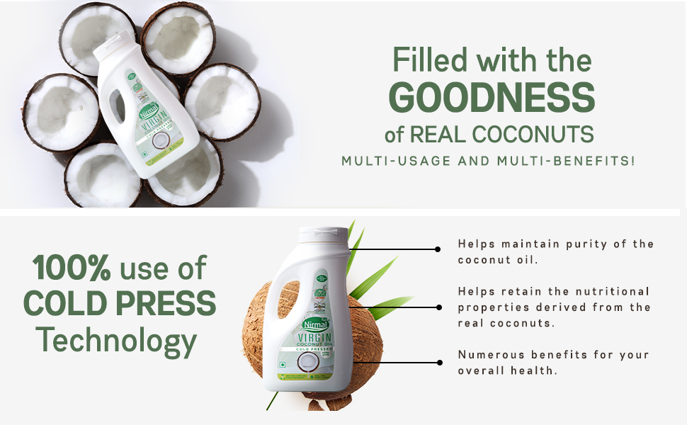 KLF Nirmal Cold Pressed Virgin Coconut Oil 1L All Weather Pack