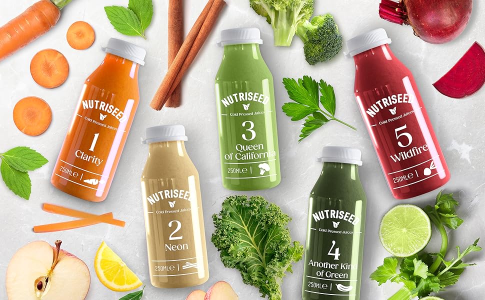 Nutriseed 3 Day Juice Cleanse, Weight Managment Plan, Great System Reset, 5 Tasty Blends for