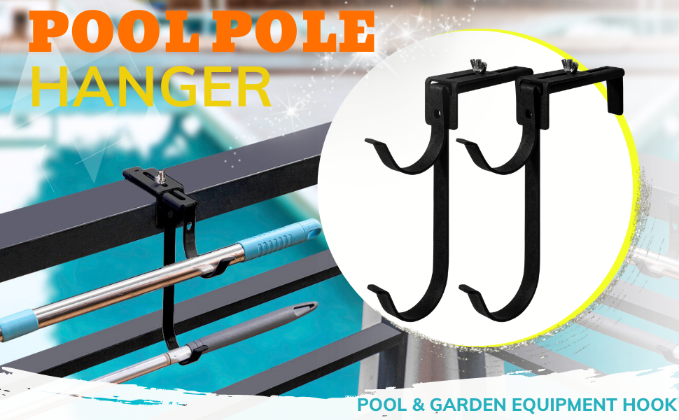FABILE Adjustable Metal Pool Pole Hanger/Hook, Fency Hook