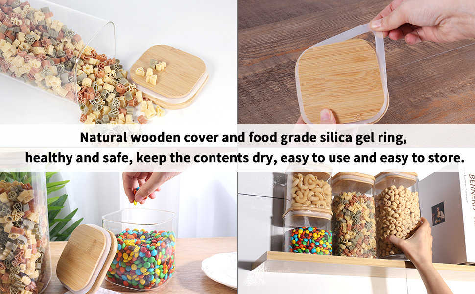 77L Food Storage Jar, (Set of 3) Square Clear Food Storage