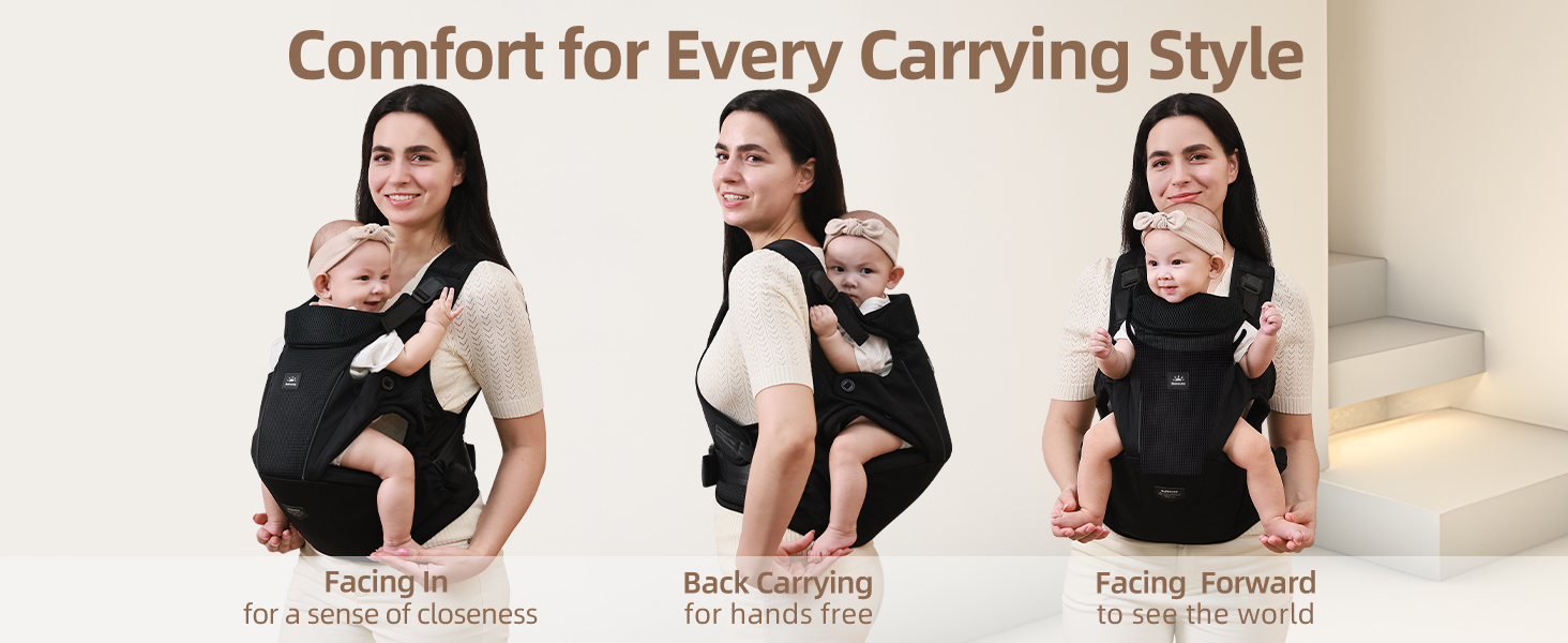 SUNVENO Baby Carrier for Newborn to Toddler – CPC-Certified Breathable Mesh Hip Seat Carrier