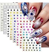 8Sheets Glitter Independence Day Stars Nail Art Stickers 3D Self Adhesive Shiny Glitters Starligh...